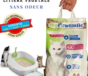 Litière Végétale en Granulés de Bois 13 Litres BIOPAWTASTIC N°1 Maroc