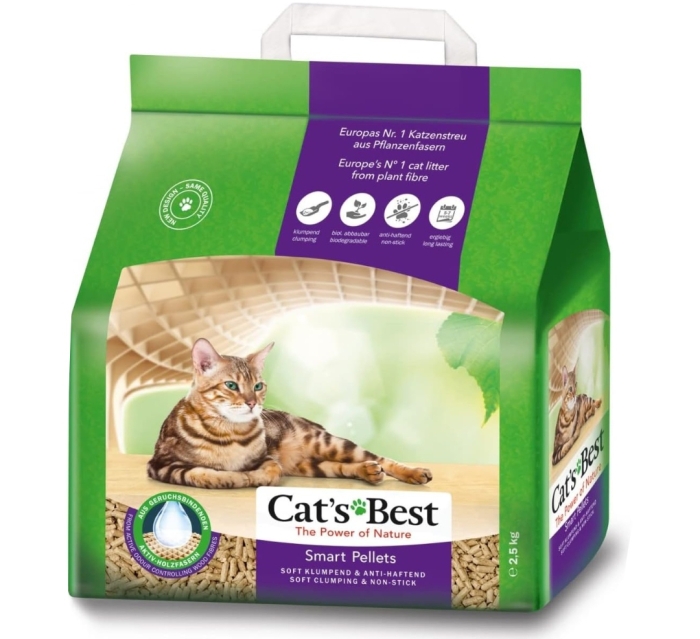 5d4c3fa91bbfed48ff54c06bf68029ce.jpg Litière Cat's best en pellet du bois 5L (2,5kg)