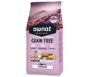 Croquette Ownat sans céréales (grain free) pour chat stérilisé 3kg
