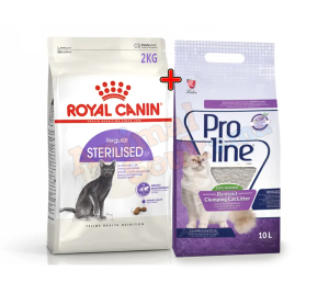 Royal canin stérilisé 2kg + Litière Proline 10L