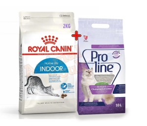 Royal canin indoor 2kg + Litière Proline 10L