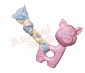 Jouet pour Petits chiens en TPE avec tresse en coton et couineur