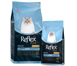 Croquette chat adult Reflex Plus Hairball au saumon 1,5kg | 15kg