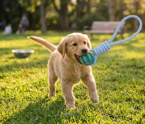 Jouet Balle en Caoutchouc avec Corde pour Chien
