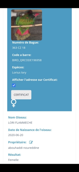 Lori flameche a vendre