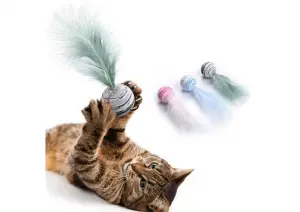 Jouet boule avec plume pour chat